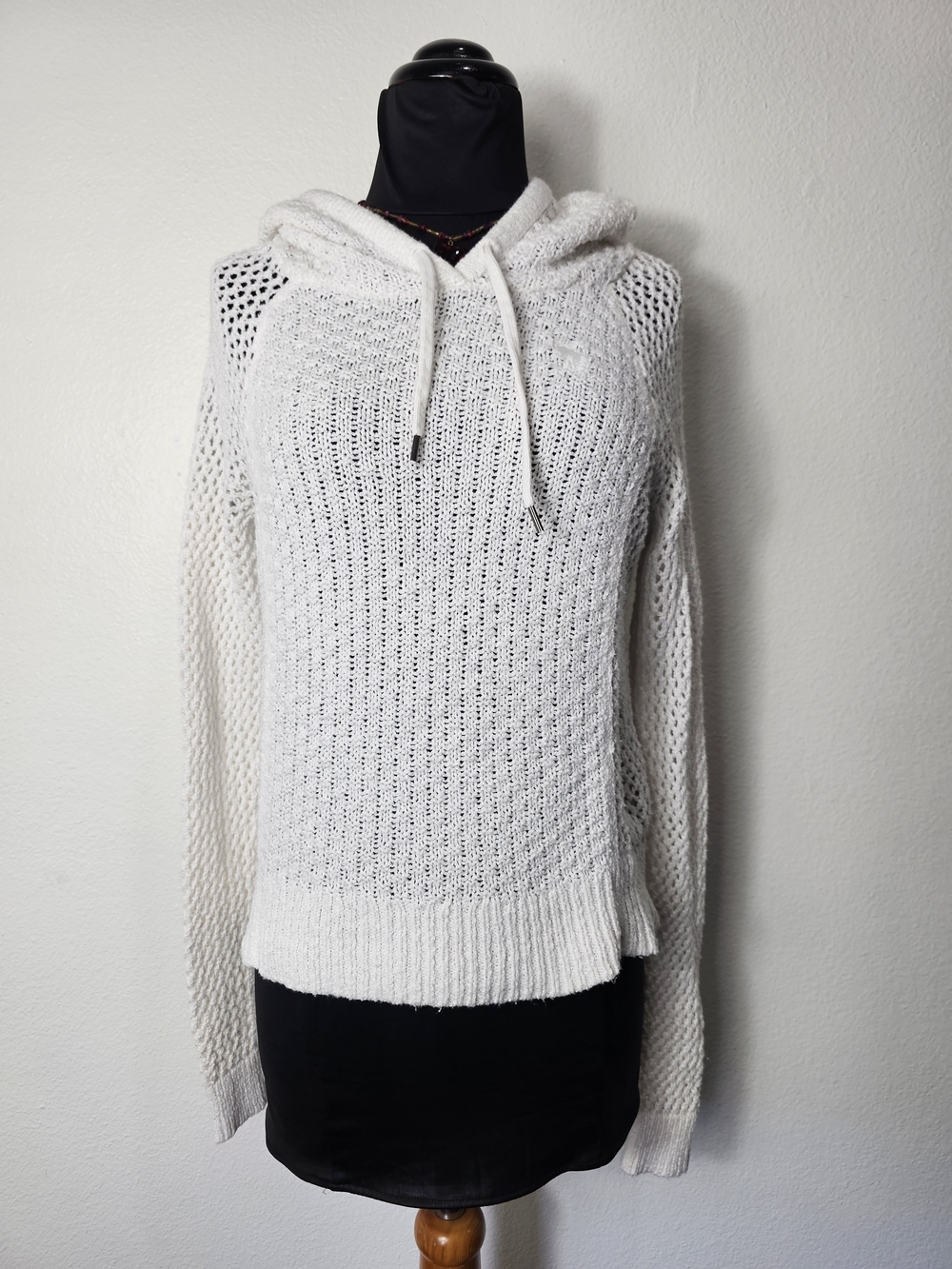 A&F White Hooded Knit Sweater